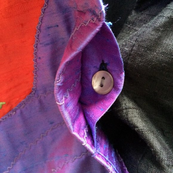 Chicos Design Womens Silk Jacket Sz 3 Multicolor Embroidered Lined Long Sleeve - Picture 8 of 8